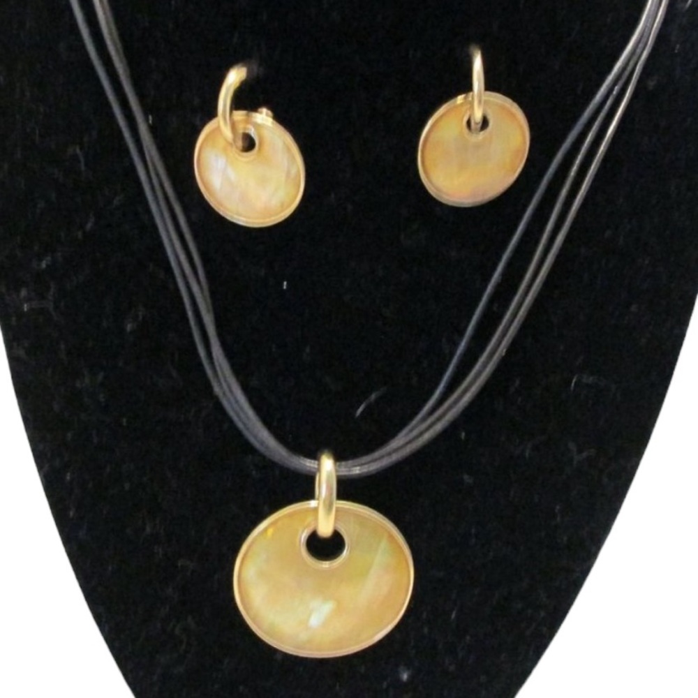 Lia Sophia Taos Goldtone Mother of Pearl Necklace and Earrings Set